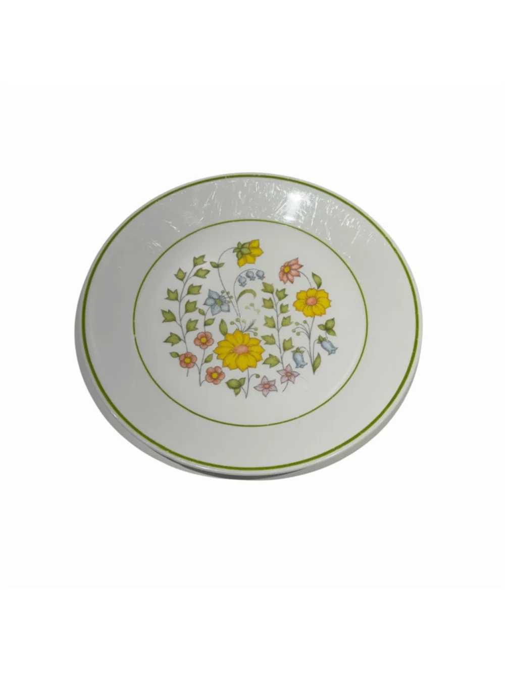 Corelle Spring Meadow Wild Flowers Salad Plate 8.5” Green Floral Vintage USA